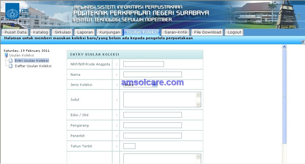 Sistem Informasi Perpustakaan PPNS Surabaya